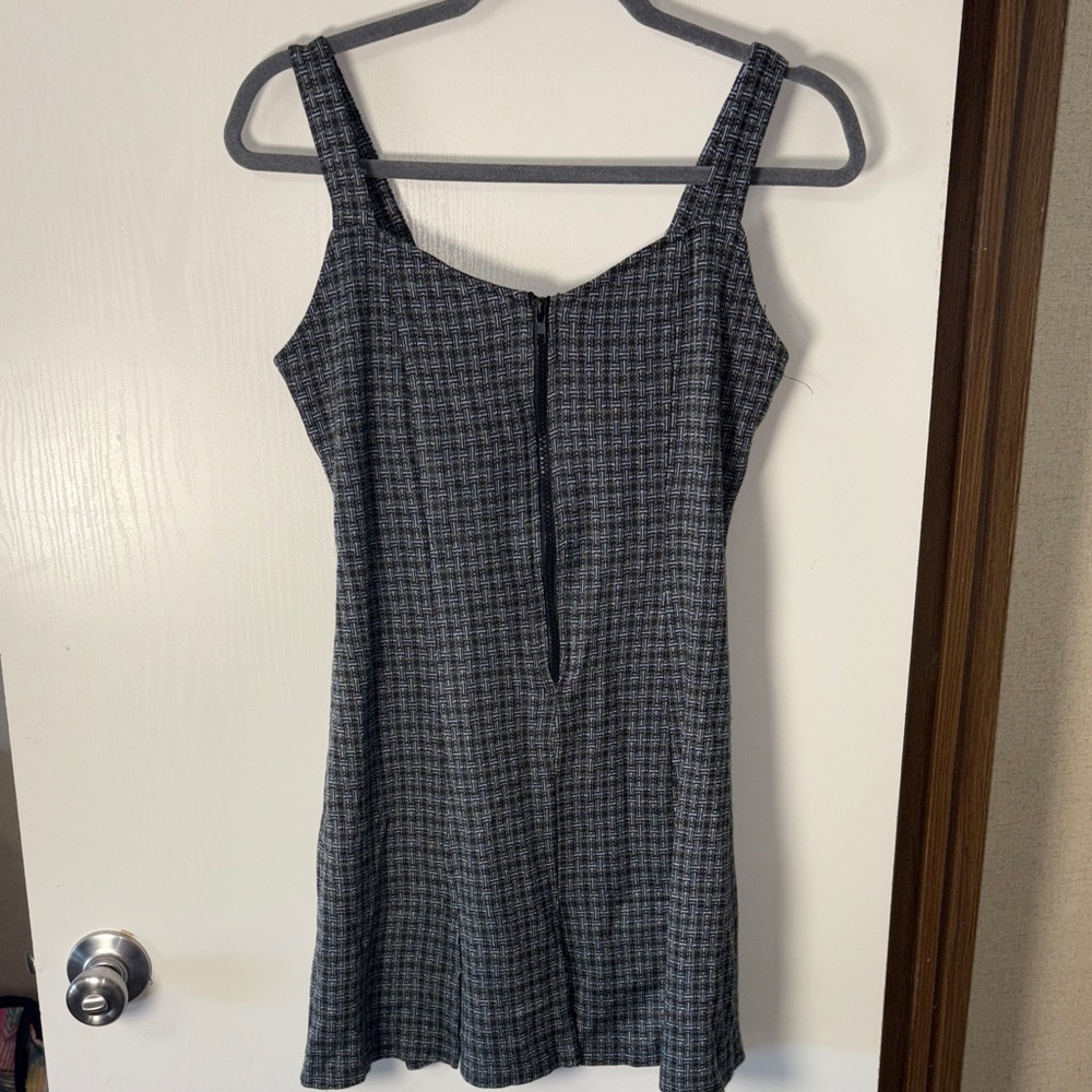Suzy Phillips Plaid Mini Dress Small Front Zip Tweed Grunge Dark Academia